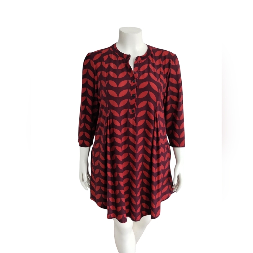 R&B Women's Size XL Stretch Geometric Boho Casual Beachy Resortwear Mini Dress‎